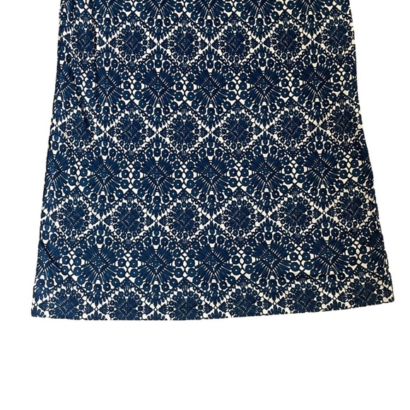 TORY Burch Women's 100% Silk Blue White Geometric Pattern Dress Size Small - Picture 3 of 12